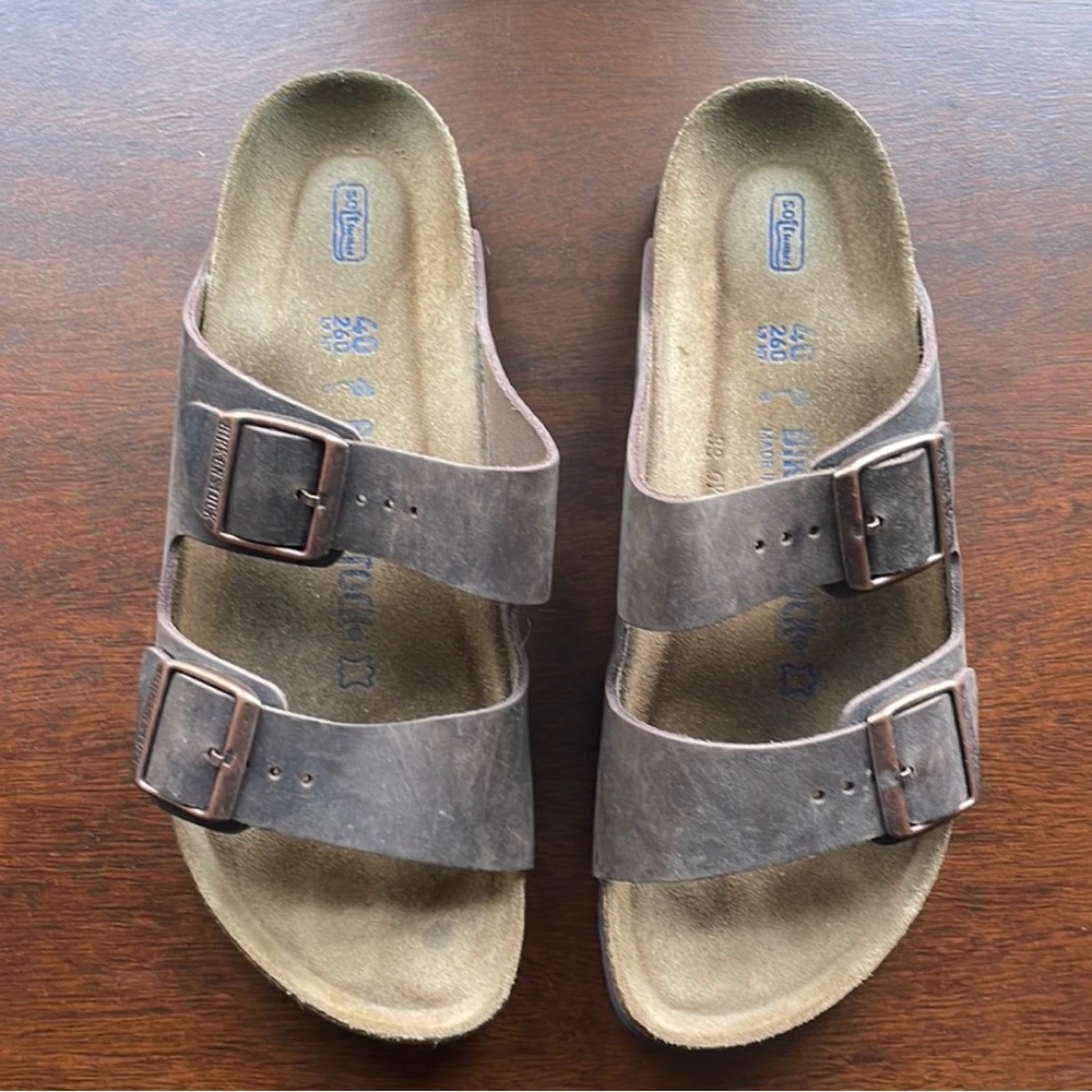 Birkenstock Oiled Tobacco Brown Leather Arizona Double Strap Sandals